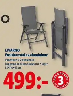 Lidl LIVARNO Positionsstol av aluminium erbjuda