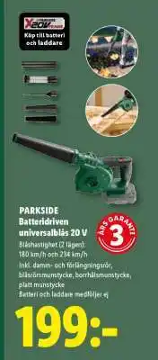 Lidl PARKSIDE Batteridriven universalblås 20 V erbjuda