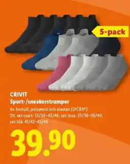 Lidl Crivit Sport-/sneakerstrumpor erbjuda