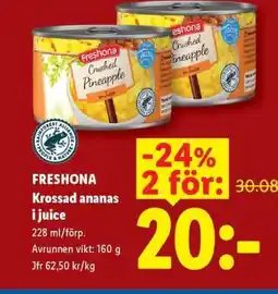 Lidl FRESHONA Krossad ananas i juice erbjuda