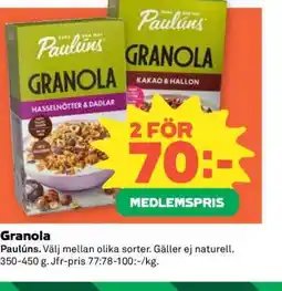 Coop GRANOLA erbjuda