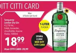 Citti Tanqueray London Dry Gin., EUR 20.99, Medlemspris erbjuda