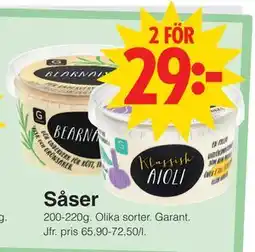 Matöppet Såser erbjuda