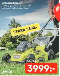 Bo Ohlsson RYOBI Batterigräsklippare erbjuda