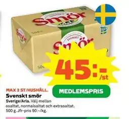 Stora Coop Svenskt smör, Medlemspris erbjuda