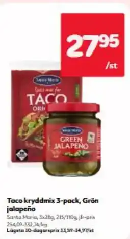 Hemköp Taco kryddmix 3-pack, Grön jalapeño erbjuda
