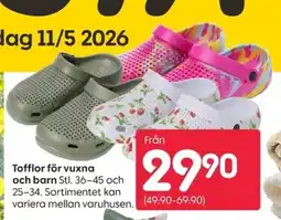 Rusta Tofflor för vuxna och barn erbjuda