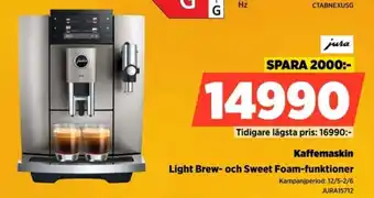 Jura Kaffemaskin Light Brew- och Sweet Foam-funktioner