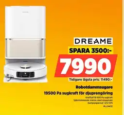 Power Dreame robotdammsugare 19500 pa sugkraft för djuprengöring erbjuda