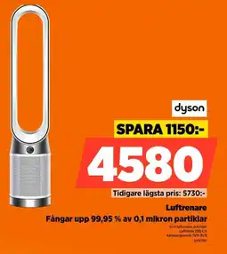 Power Dyson luftrenare fångar upp 99,95 % av 0,1 mikron partiklar erbjuda