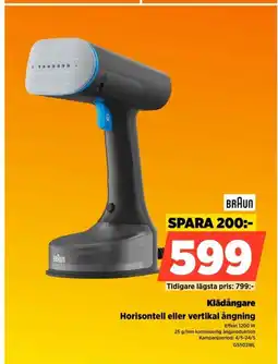 Power Braun klädångare horisontell eller vertikal ångning erbjuda