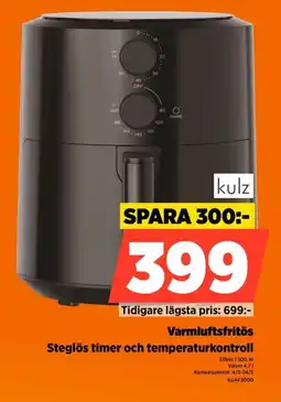 Power Kulz varmluftsfritös steglös timer och temperaturkontroll erbjuda