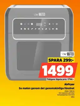 Power Chit matteo airfryer effekt 1500 w stor kapacitet på 11 liter kampanjperiod: 4/5-24/5 aria erbjuda