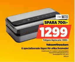 Power Chef matteo Vakuumförpackare 6 specialiserade lägen för olika livsmedel erbjuda