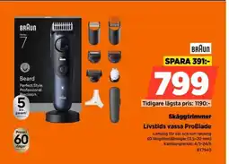 Power BRAUN Skäggtrimmer Livstids vassa ProBlade erbjuda
