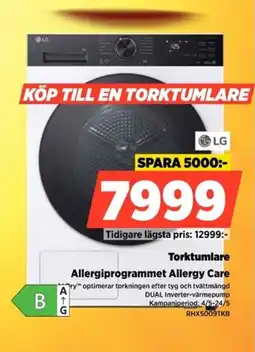 Power LG Torktumlare Allergiprogrammet Allergy Care erbjuda