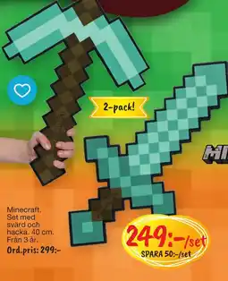 Leklust Minecraft Set med svärd och hacka erbjuda