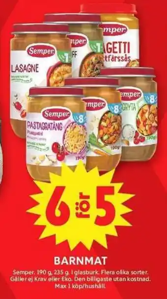 ICA Maxi SEMPER Barnmat erbjuda