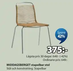 JYSK MIDDAGSBERGET stapelbar stol erbjuda