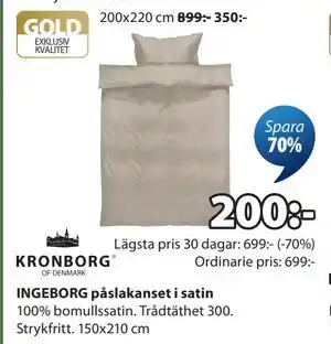 JYSK INGEBORG påslakanset i satin erbjuda