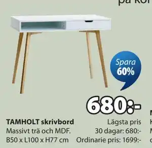 JYSK TAMHOLT skrivbord erbjuda