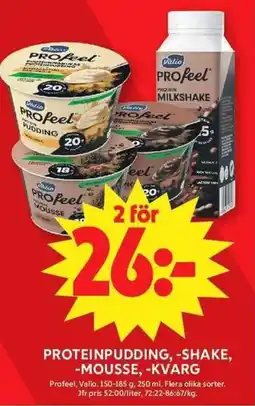 ICA Maxi VALIO Proteinpudding, -shake, -mousse, -kvarg erbjuda