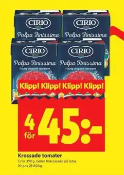 ICA Kvantum CIRIO Krossade tomater erbjuda