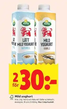 ICA Kvantum ARLA Mild yoghurt erbjuda