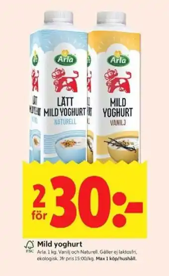 ICA Kvantum ARLA Mild yoghurt erbjuda
