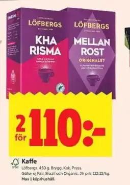 ICA Kvantum LÖFBERGS Kaffe erbjuda