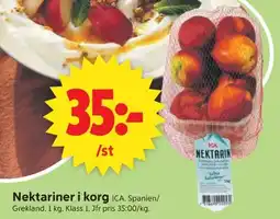 ICA Supermarket ICA Nektariner i korg erbjuda
