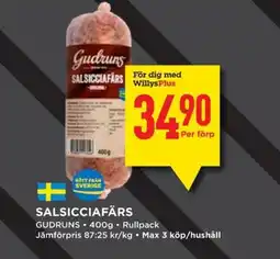Willys GUDRUNS Salsicciafärs erbjuda