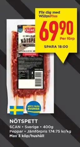 Willys SCAN Nötspett erbjuda
