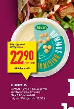 Willys SEVAN Hummus erbjuda