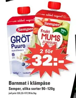 Nära dej Barnmat i klämpåse erbjuda