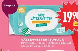 Willys MINSTINGEN Våtservetter 120-pack erbjuda