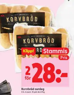 ICA Kvantum ICA Korvbröd surdeg erbjuda