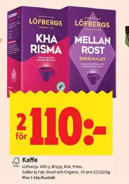 ICA Kvantum Löfbergs Kaffe erbjuda