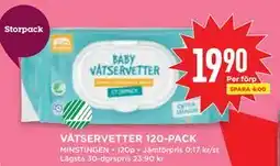 Willys VÅTSERVETTER 120-PACK erbjuda