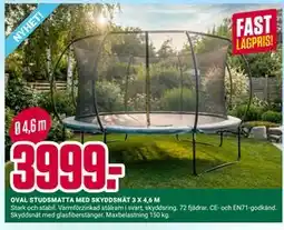 ÖoB OVAL STUDSMATTA MED SKYDDSNÄT 3 X 4,6 M erbjuda