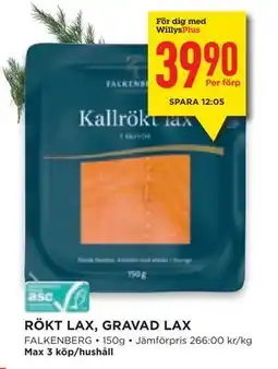 Willys Hemma RÖKT LAX, GRAVAD LAX, Medlemspris erbjuda