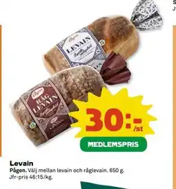 Coop Daglivs Levain, Medlemspris erbjuda