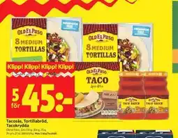 ICA Kvantum Tacosås, Tortillabröd, Tacokrydda erbjuda