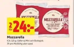 ICA Kvantum Mozzarella erbjuda