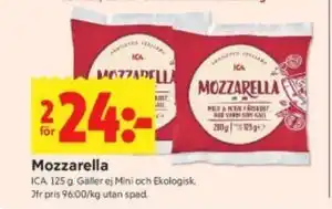 ICA Kvantum Mozzarella erbjuda