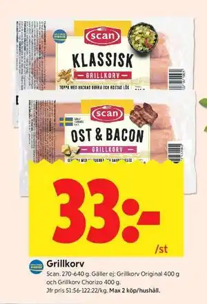 ICA Kvantum Grillkorv erbjuda
