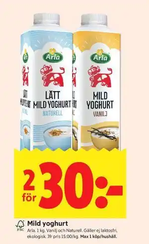 ICA Kvantum Mild yoghurt erbjuda