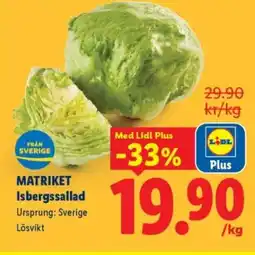 Lidl MATRIKET Isbergssallad erbjuda