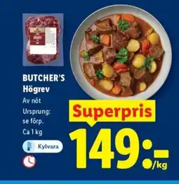 Lidl BUTCHER'S Högrev erbjuda
