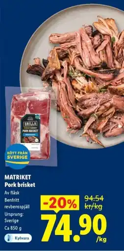 Lidl MATRIKET Pork brisket erbjuda